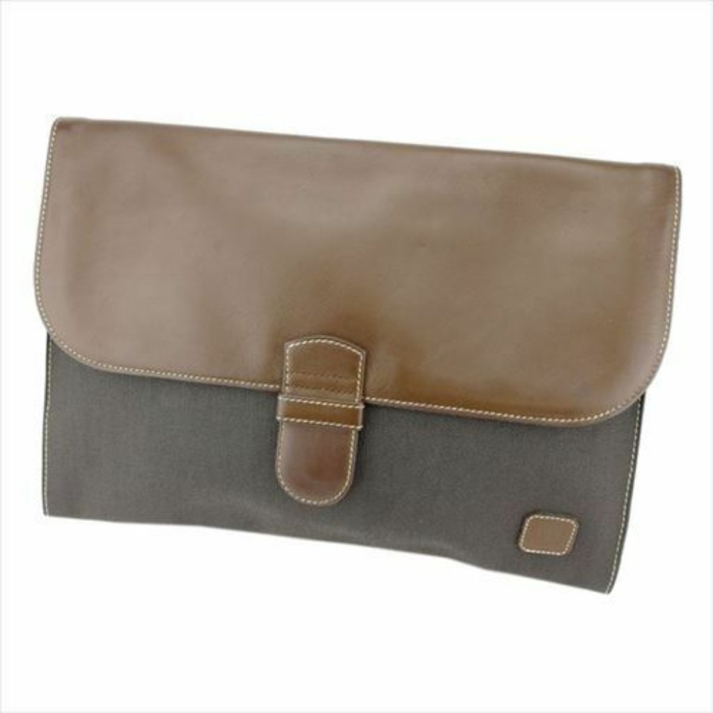 Dunhill Clutch Bag Brown Black Pvc Leather Mens Authentic Used T8690